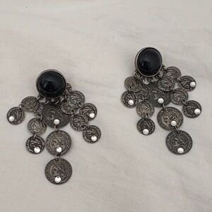 Vintage-Inspired Black Coin Drop Earrings